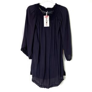 Mittoshop | Navy Rayon Mini Dress Bohemian NWT Womens Medium